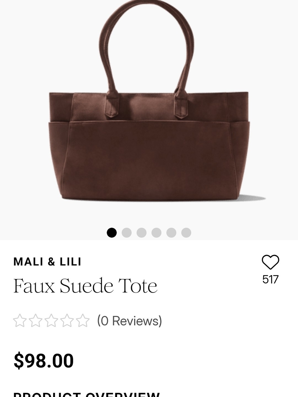 Faux Suede Tote in Brown